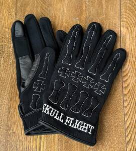 [SKULL FLIGHT]L size black × white summer bo-n glove smartphone OK Skull flight Ran bru