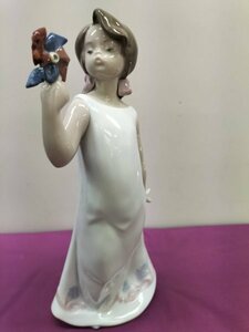 ★ リヤドロ陶器人形「風車を吹く少女」スペイン　難有り　80サイズ