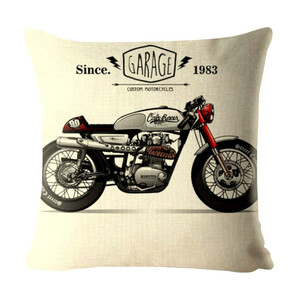 ●カフェレーサー4●新品 バイク ガレージ クッションカバー 45×45