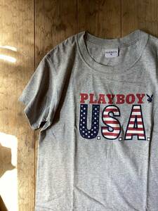 90年代ビンテージ★プレイボーイ PLAYBOY USA プリントTシャツ バニー 星条旗