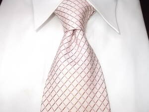 a1002*U.P renoma necktie * Renoma necktie silk 100% check pattern pink color 5H