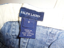 417◆RALPH LAUREN デニムスカート キッズ◆ラルフローレン size6 子供服 ブルー 裾切りっぱなし 綿100％ 編み上げ ゆうパケット発送 5H_画像5