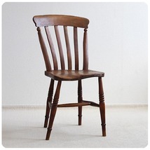 イギリス アンティーク ラスバックチェア 木製椅子 無垢材 英国 家具「キッチンチェア」V-560_画像1