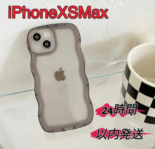 iPhoneXSMax ウェーブ 半透明 ブラック 黒色 iPhoneケース 携帯ケース シンプルケース クリアケース