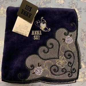 アナスイ ANNA SUI タオルハンカチ ネイビー レース 刺繍 未使用