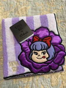 ANNA SUI アナスイ×ペコラ タオルハンカチ 薔薇 アップリケ ストライプ 未使用C