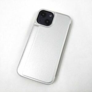 iPhone 13 mini用 鏡面 手帳型ミラーフリップケース カバー 半透明 シルバーの画像2