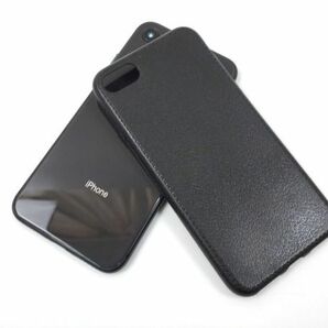 iPhone 7/8 レザー風 シンプル ソフトカバー ケース 薄型 シンプル TPU ブラックの画像7