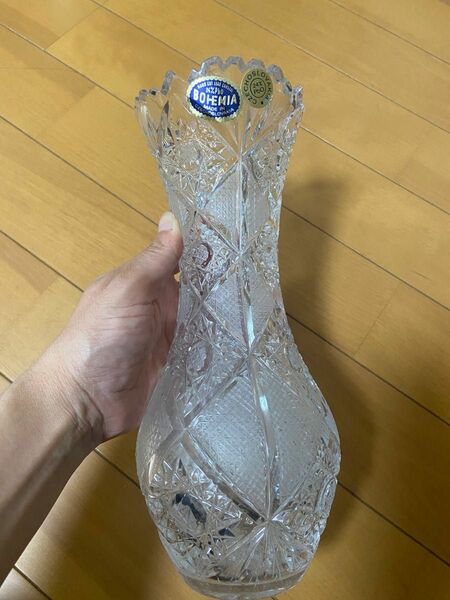 ボヘミアンクリスタルガラス　花瓶 
