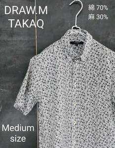 ★送料無料★ DRAW.M シャツ タカキュー ボタンダウンシャツ BDシャツ 小花柄 ストライプ 半袖 Medium