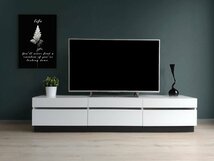 Life with Design テレビボード ローボード 150 ホワイト 白 光沢 メラミン系 モダン 台輪 黒_画像1