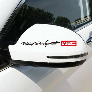 WRC カーステッカー　ドアミラー　カスタムステッカー　２枚　黒赤
