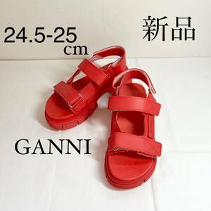 GANNI ガニー　ラバーサンダル　レッド　24.5-25cm