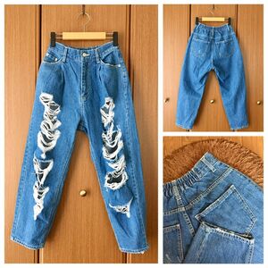 新品同様 WEGO VINTAGE CRUSH クラッシュデニムパンツ ジーンズ