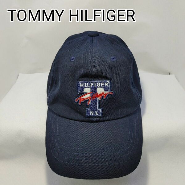 [USED]TOMMY HILFIGER ツイルキャップ ネイビー フリーサイズ(57～約59㎝)【0258】