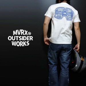 Tシャツ 半袖 M メンズ バイク モトクロス MVRX ブランド GOGGLE モデル ホワイト 白 ブルー