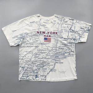 古着 ニューヨーク州 地図プリントTシャツ サイズ表記：-　gd81742