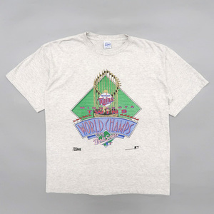 古着 USA製 プリントTシャツ MLB ツインズ 霜降りグレー ビンテージ サイズ表記：XL　gd80786 OT03