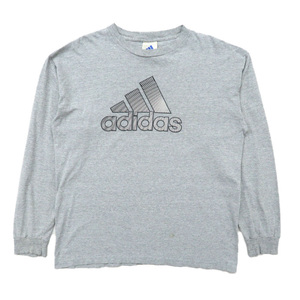 古着 アディダス adidas プリント ロングスリーブTシャツ ロンT グレー サイズ表記：L　gd43108