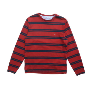 古着 TOMMY トミーヒルフィガー ロングスリーブTシャツ ロンT ボーダー レッド ネイビー サイズ表記：M　gd68052