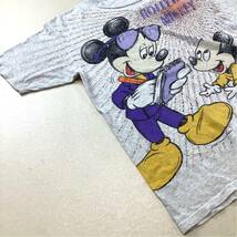 90‘s USA製 Disney オールドディズニー ハリウッドミッキー オーバーロゴ 半袖Tシャツ メンズ XL相当 霜降りグレー 丸胴_画像5