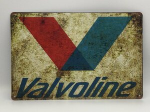 送料無料 バルボリン モーターオイル カラーVER 金属製 メタルサインプレート Valvoline エンジンオイル 看板 ブリキ ガレージ レトロ