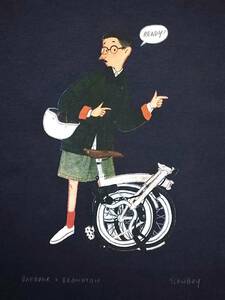 Barbour × BROMPTON × Mr. SLOWBOY Tシャツ ネイビー sizeM