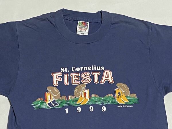 90's FRUIT OF THE LOOM St.Cornelius FIESTA 1999 プリントTシャツ Sサイズ ビUSA製 ビンテージ古着 90年代 ウエスタン vintage 80's