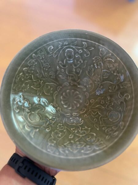 中国 宋代 古玩 花牡丹 窯青磁