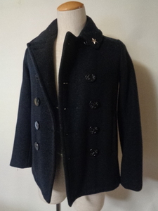  Canada made Schott NYC Schott wool melt n pea coat pea coat jacket short outer lady's S navy navy blue 