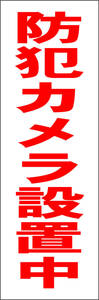 お手軽短冊看板ロング「防犯カメラ設置中（赤）」【防犯・防災】屋外可