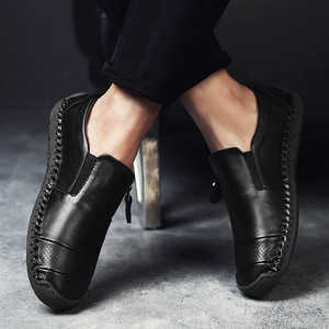  натуральная кожа обувь мужской прогулочные туфли обувь для вождения спортивные туфли Loafer туфли без застежки внешний черный 25cm