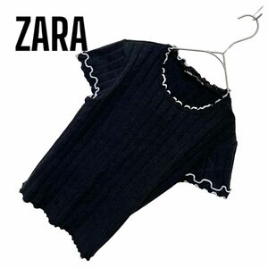 629. ZARA フリルリブカットソー