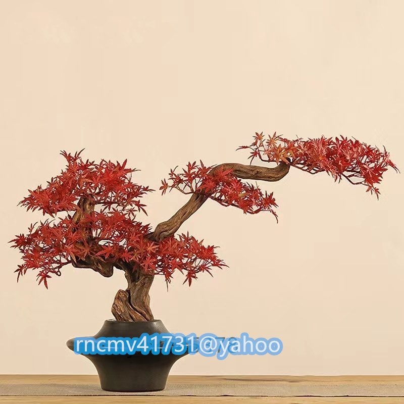 81SHOP Extremely beautiful item★Natural tree roots Momiji Maple leaves Autumn leaves Pottery Ceramic Simulation Artificial bonsai Artificial flowers Artificial ornamental plants Artificial trees Interior, handmade works, interior, miscellaneous goods, ornament, object