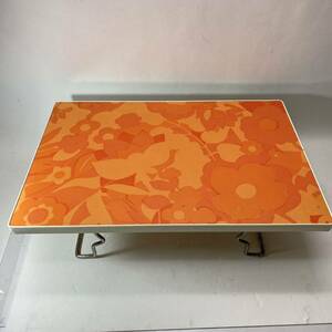  retro desk Mini low dining table legs folding orange floral print that time thing interior ornament pcs 
