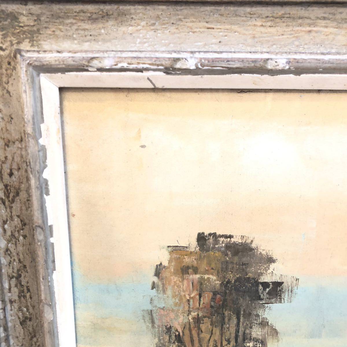 絵画風景画作者不明額縁付き模写レトロアンティークサインKN-Y3EE