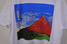 90's Hokusai Red Fuji Ukiyoe Vintage Tee size L 葛飾北斎 富獄三十六景 Tシャツ ホワイト_画像4