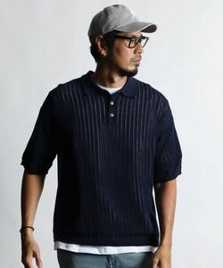 The DUFFER of St.GEORGE STRIPE MESH KNIT POLO：メッシュ ニットポロシャツ