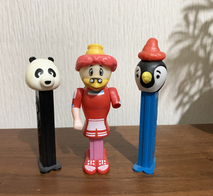 PEZ ペッツ　当時物　レトロ　3個セット　やや難有　詳細不詳　パンダ　チアガールアヒル？　ペンギン？