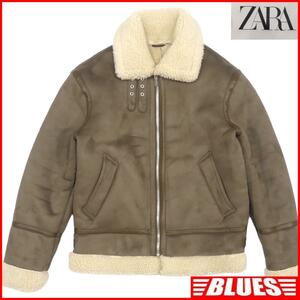 即決★ZARA★メンズL フライトジャケット B-3 ザラ 茶 ブルゾン フェイクレザー 軍物 ジャンパー 空軍 ナイロン