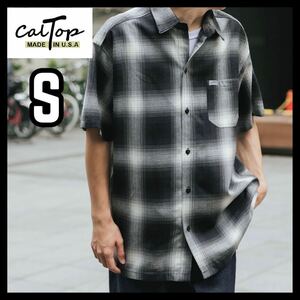 新品未使用 CALTOP キャルトップ 半袖チェックシャツ ブラックアイボリー Sサイズ OMBRE CHECK S/S SHIRTS オンブレチェック