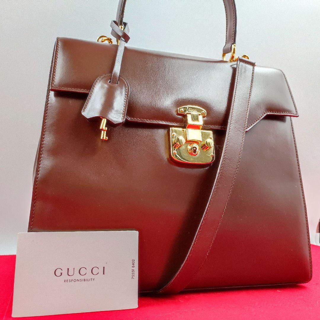 ヴィンテージ◇GUCCI/オールド グッチ レザー ゴールド金具 ワン