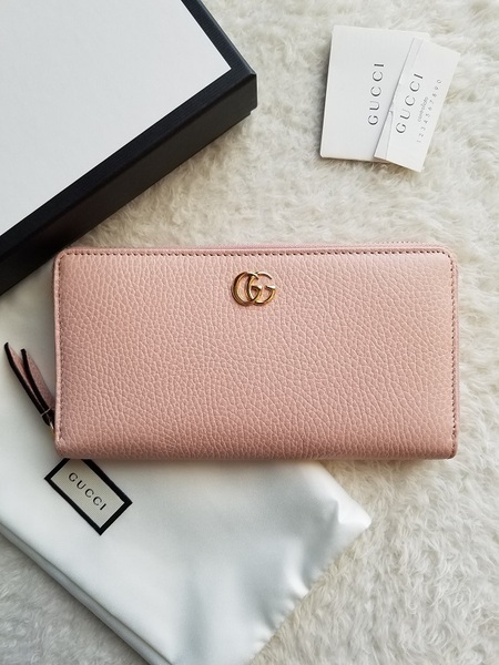 新品 GUCCI グッチ プチマーモント ジップ アラウンド 長財布 ライトピンク 456117 CAO0G 5909