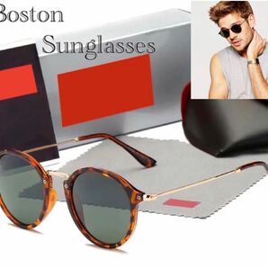 サングラス ボストン メガネ 伊達メガネ UV400　紫外線カット　日焼け対策　べっ甲　男女兼用 メンズ レディース