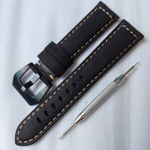  clock belt band leather rug width 22mm men's new goods unused spring stick tool attaching ④