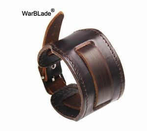  free shipping man men's bracele wide wide width leather leather Brown tea color band Brown jewelry 