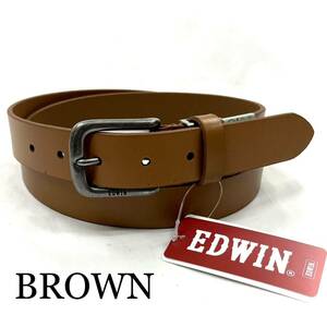新品 EDWIN 4 茶　エドウィン メンズ ベルト 革 カジュアル ニッケルフリー　LWG認証レザー