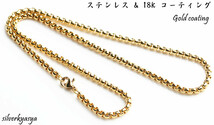 ステンレス素材 18KGP ゴールド ロールチェーン 18Kメッキ Roll Chain 幅3.5mm (50cm)_画像2