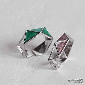  stained glass manner ring silver 925 silver lady's green marble pattern ring metal allergy correspondence ( purple )