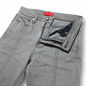 RED CARD x BEAMS B44403HRR グレー センターライン スリット ストレッチ デニム パンツ ジーンズ サイズ26